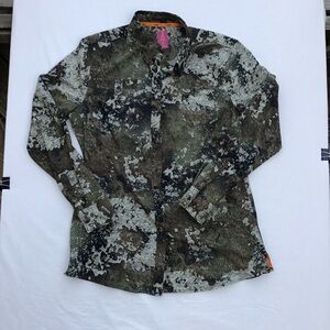 She Outdoor Womens Camo Button Up Shirt Size M Long Sleeve Hunting Strata
